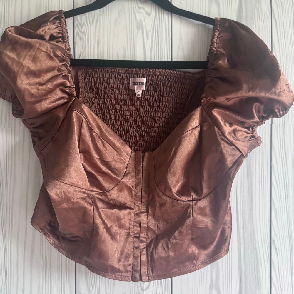 Corset Top Dizzire Satin Cropped Festival Retro Going Out XL Puff Sleep